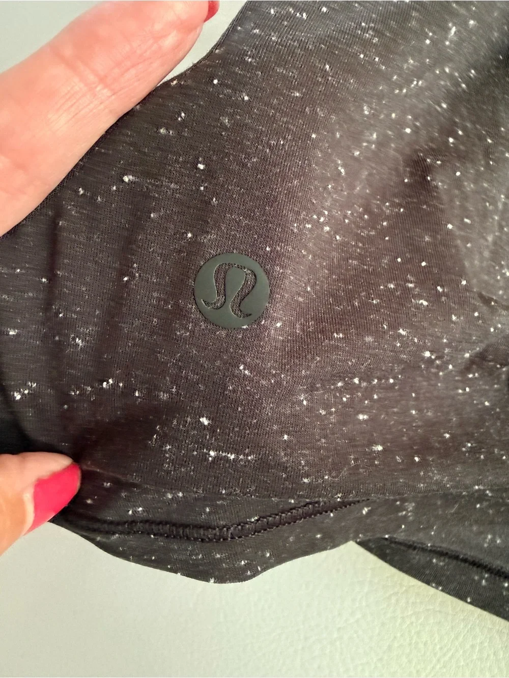 Lululemon Part Ways Tee Black Speckles and Open Back - Maybe size 8 No Tag W3BWJ